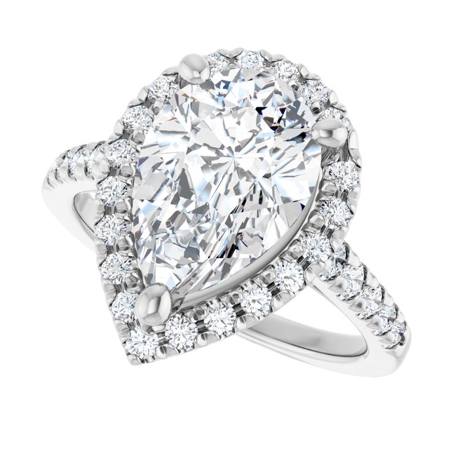 French-Set Halo-Style Engagement Ring