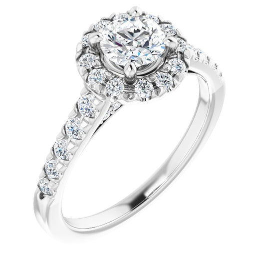 French-Set Halo-Style Engagement Ring