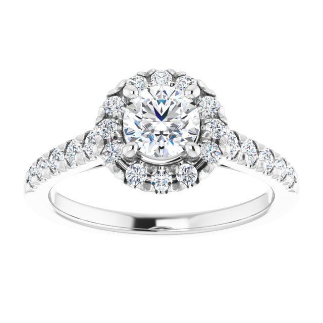 French-Set Halo-Style Engagement Ring