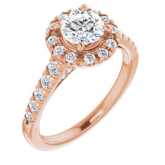 French-Set Halo-Style Engagement Ring