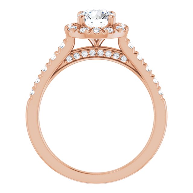 French-Set Halo-Style Engagement Ring