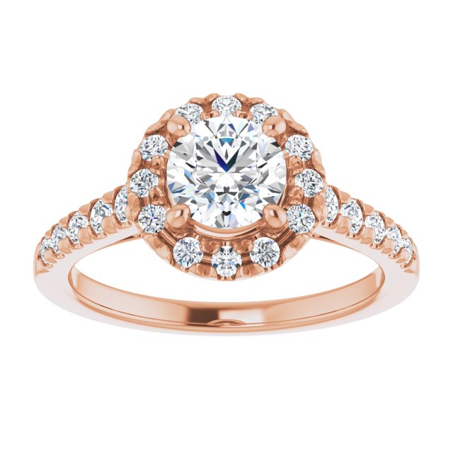 French-Set Halo-Style Engagement Ring