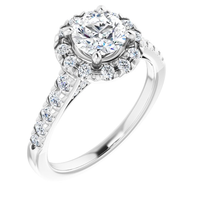 French-Set Halo-Style Engagement Ring