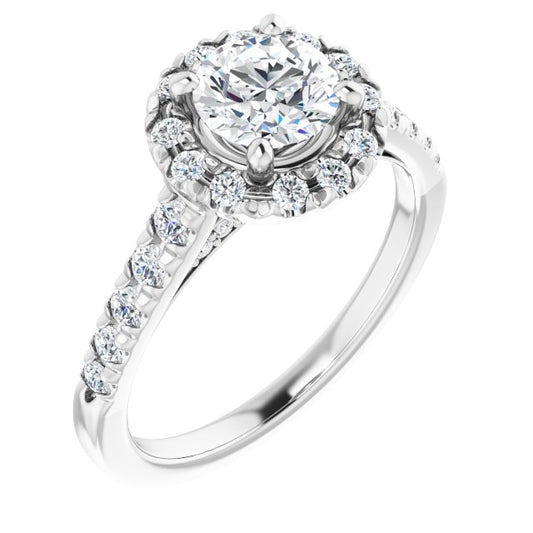 French-Set Halo-Style Engagement Ring