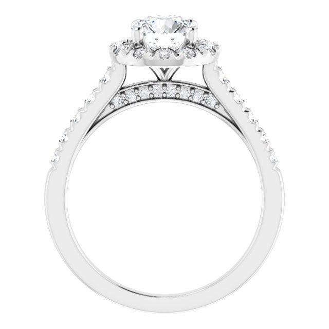 French-Set Halo-Style Engagement Ring