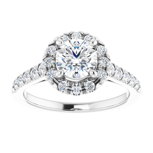 French-Set Halo-Style Engagement Ring