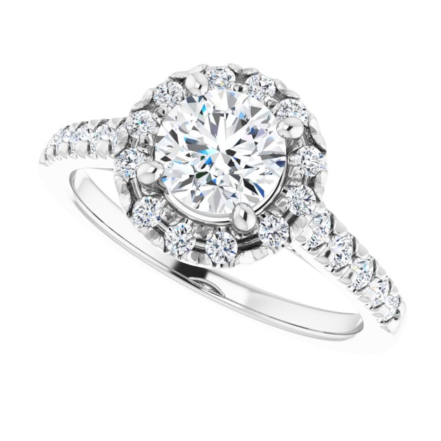 French-Set Halo-Style Engagement Ring