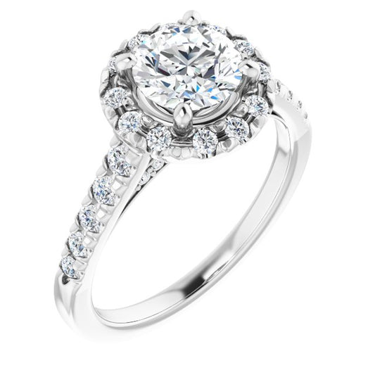French-Set Halo-Style Engagement Ring