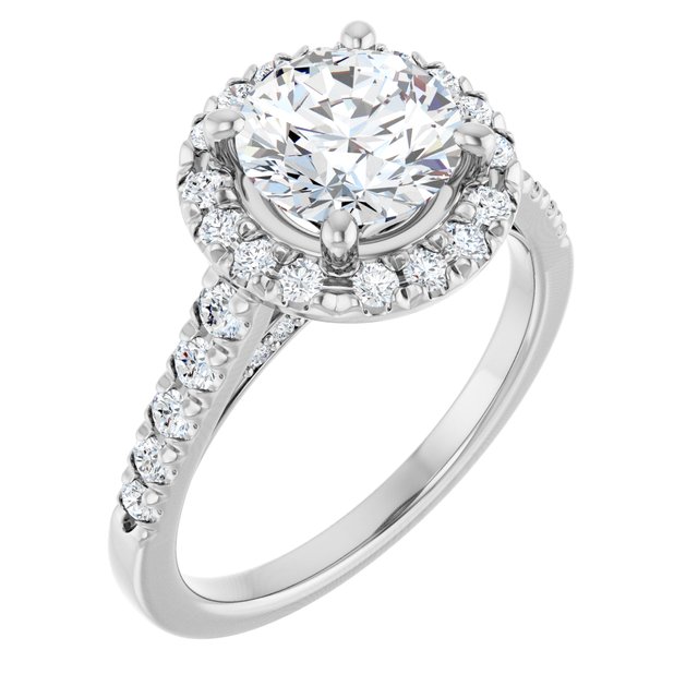 French-Set Halo-Style Engagement Ring