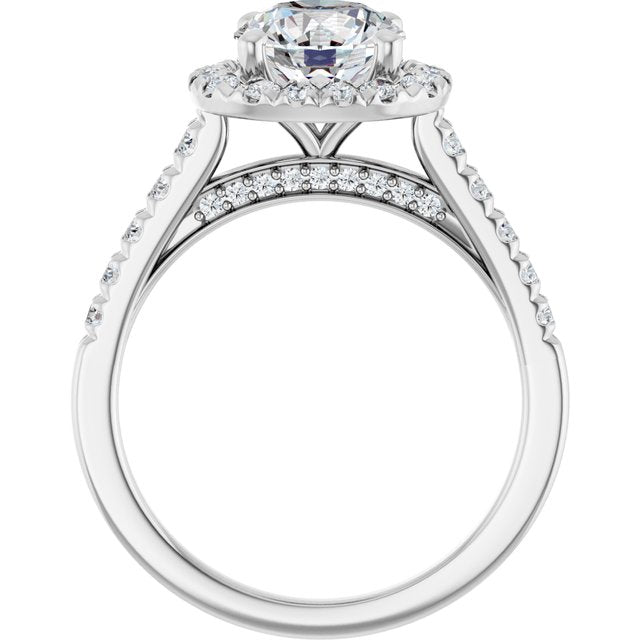 French-Set Halo-Style Engagement Ring
