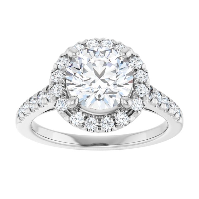 French-Set Halo-Style Engagement Ring