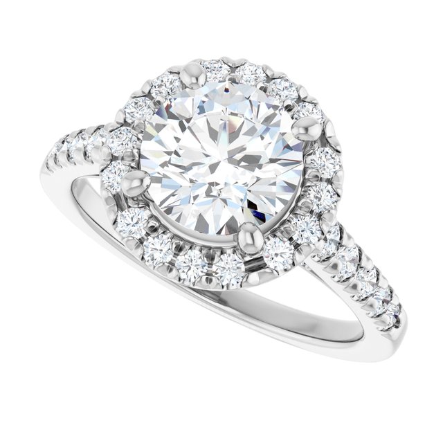 French-Set Halo-Style Engagement Ring