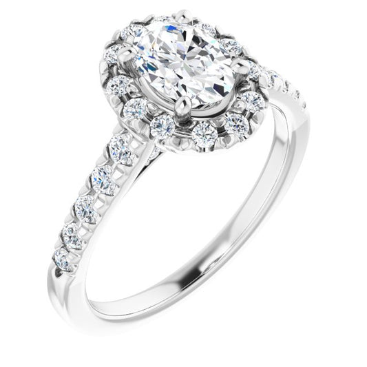 French-Set Halo-Style Engagement Ring