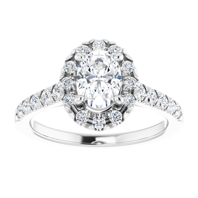 French-Set Halo-Style Engagement Ring