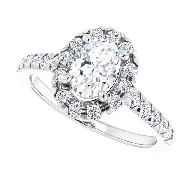 French-Set Halo-Style Engagement Ring