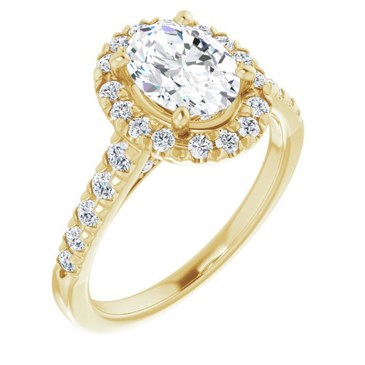 French-Set Halo-Style Engagement Ring