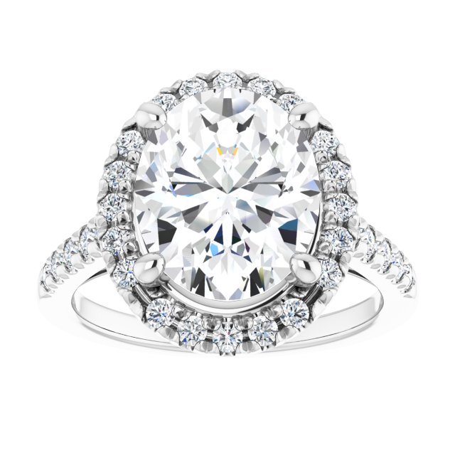 French-Set Halo-Style Engagement Ring