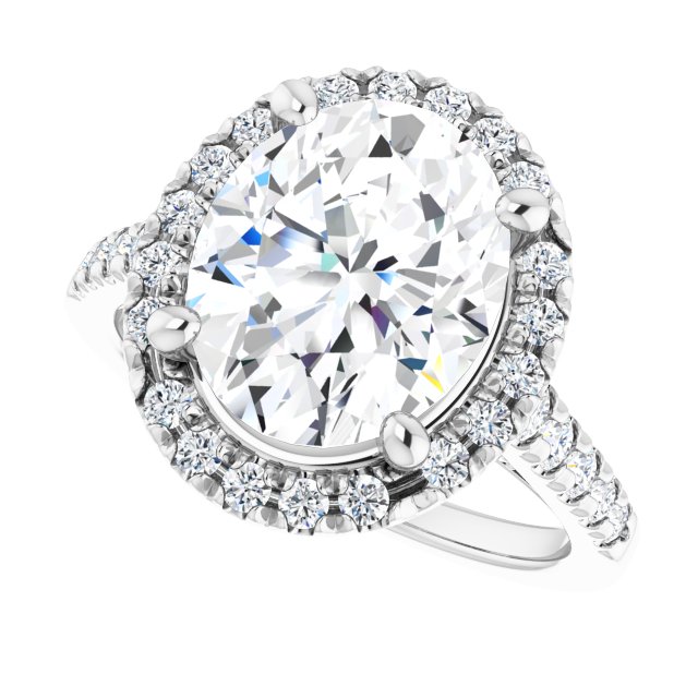 French-Set Halo-Style Engagement Ring