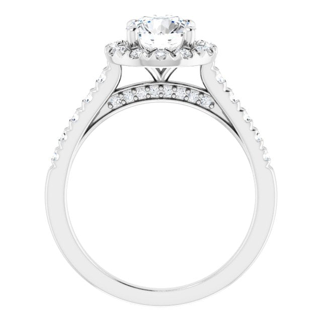 French-Set Halo-Style Engagement Ring