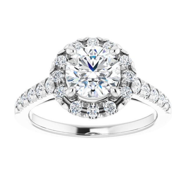 French-Set Halo-Style Engagement Ring