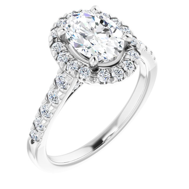 French-Set Halo-Style Engagement Ring
