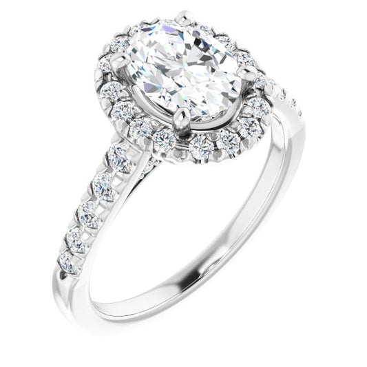 French-Set Halo-Style Engagement Ring
