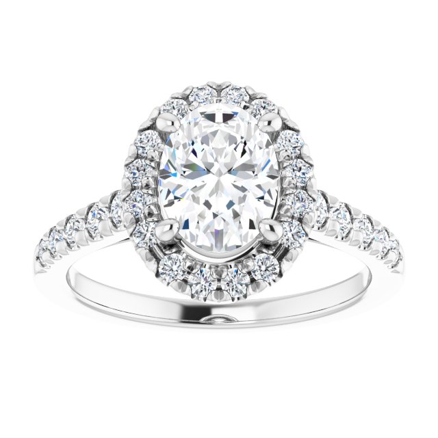 French-Set Halo-Style Engagement Ring