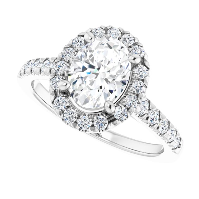 French-Set Halo-Style Engagement Ring
