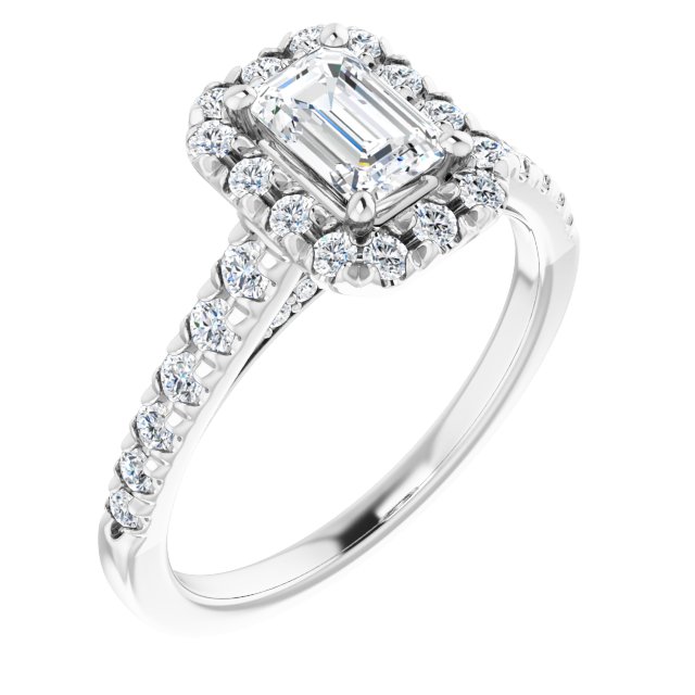 French-Set Halo-Style Engagement Ring