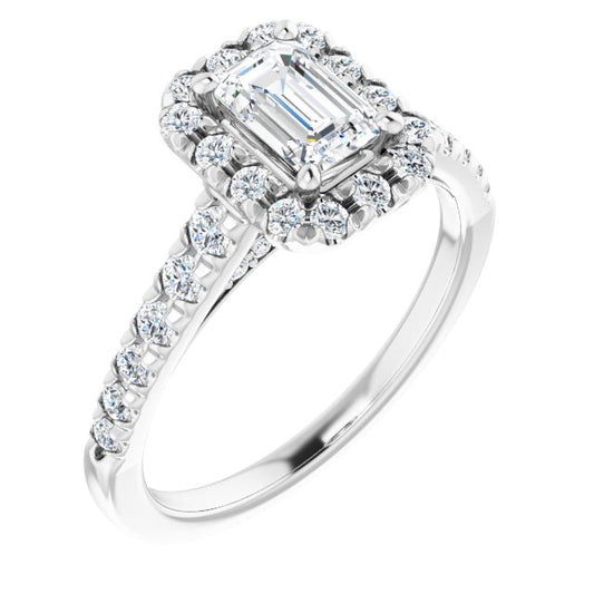 French-Set Halo-Style Engagement Ring