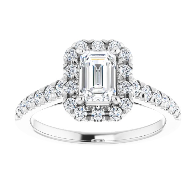 French-Set Halo-Style Engagement Ring
