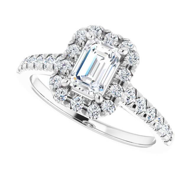 French-Set Halo-Style Engagement Ring
