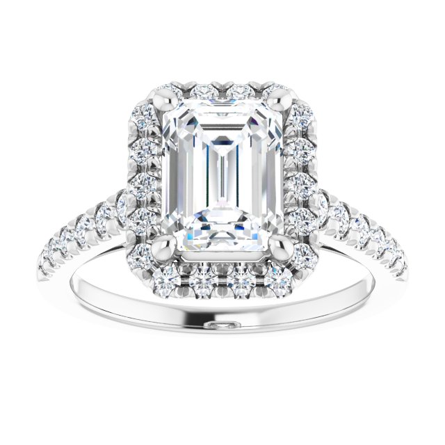 French-Set Halo-Style Engagement Ring