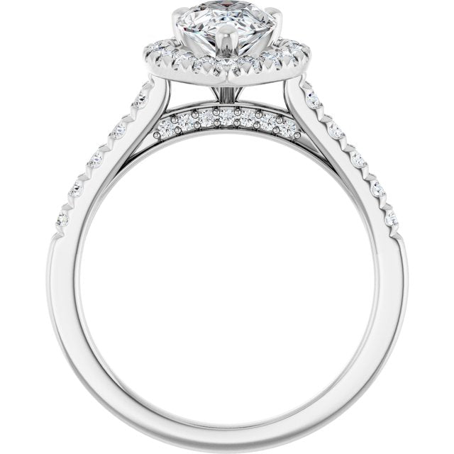 French-Set Halo-Style Engagement Ring