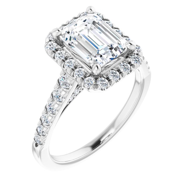 French-Set Halo-Style Engagement Ring
