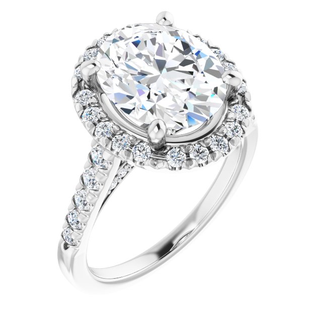 French-Set Halo-Style Engagement Ring