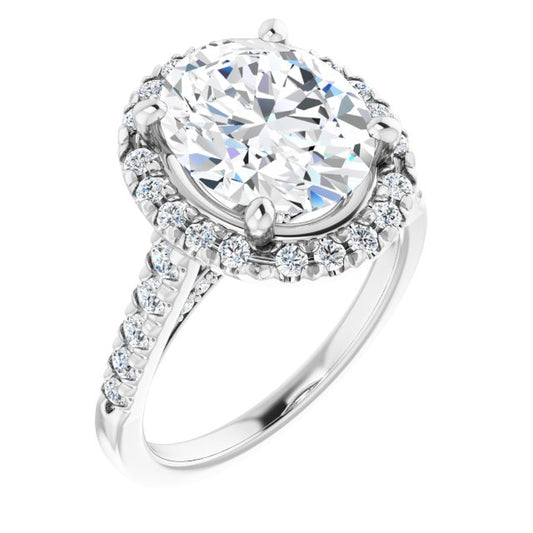 French-Set Halo-Style Engagement Ring