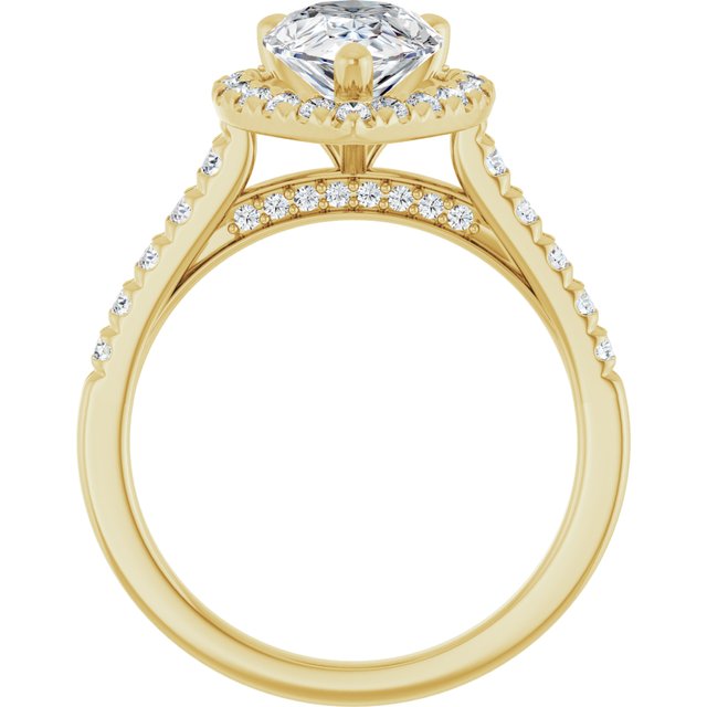 French-Set Halo-Style Engagement Ring