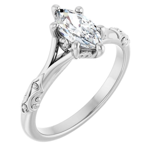 Solitaire Split Shank Engagement Ring