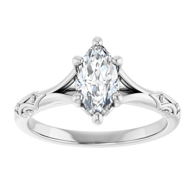 Solitaire Split Shank Engagement Ring