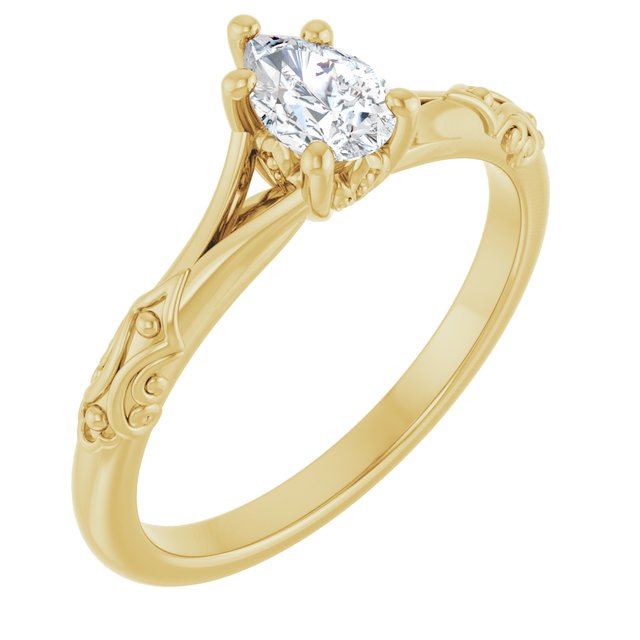 Solitaire Split Shank Engagement Ring