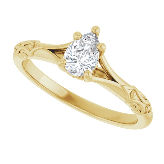 Solitaire Split Shank Engagement Ring