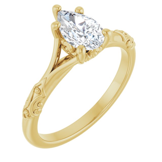 Solitaire Split Shank Engagement Ring