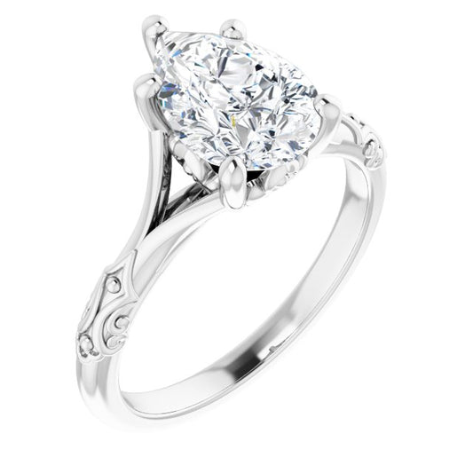 Solitaire Split Shank Engagement Ring