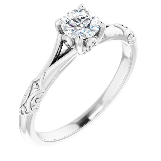 Solitaire Split Shank Engagement Ring