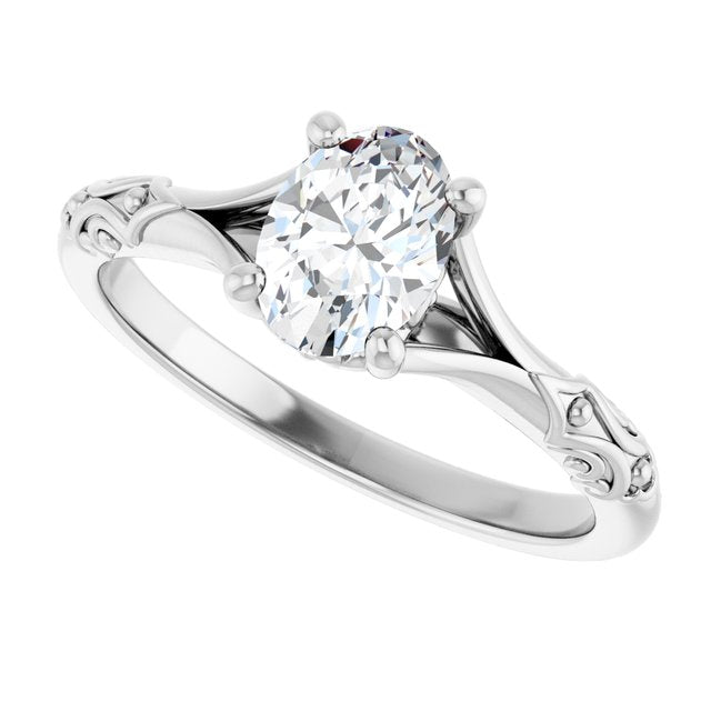 Solitaire Split Shank Engagement Ring