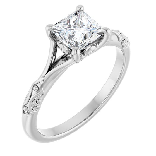 Solitaire Split Shank Engagement Ring