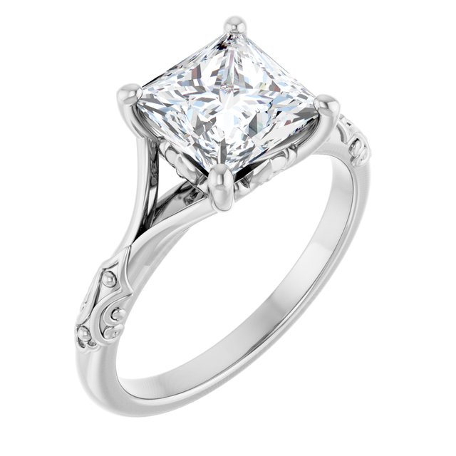Solitaire Split Shank Engagement Ring