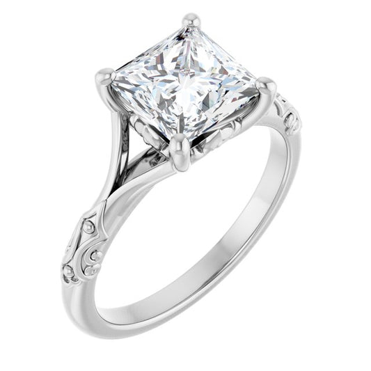 Solitaire Split Shank Engagement Ring
