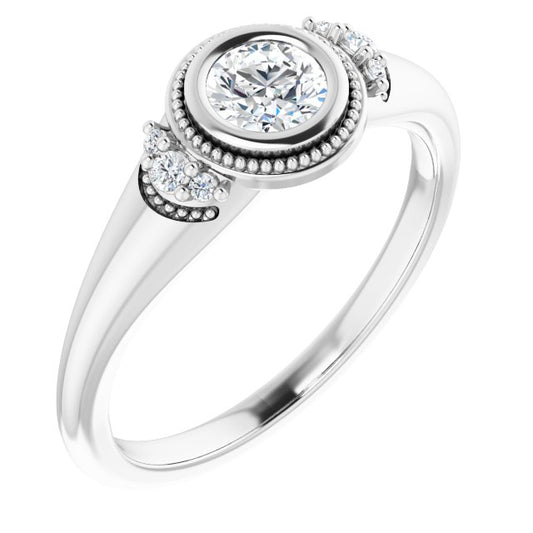 Bezel-Set Accented Engagement Ring